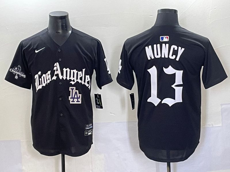 Men 2025 Los Angeles Dodgers #13 Muncy Black Five generations Joint Name Nike MLB Jersey style 9->los angeles dodgers->MLB Jersey